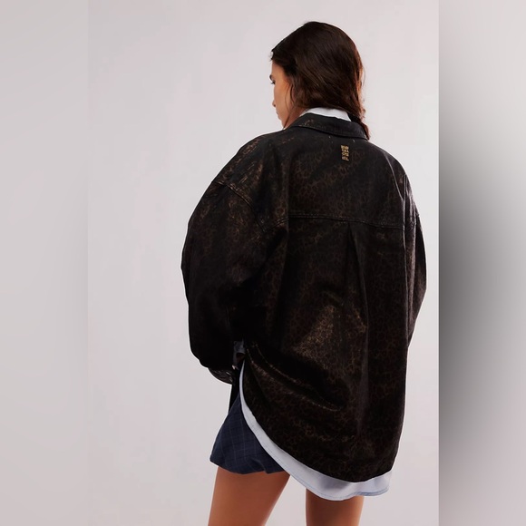 Free People x OneTeaspoon Night Animal Longline Denim Shirt NWT Size L - Picture 11 of 11